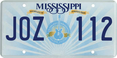 MS license plate JOZ112