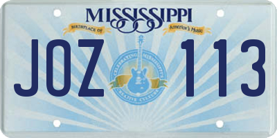 MS license plate JOZ113
