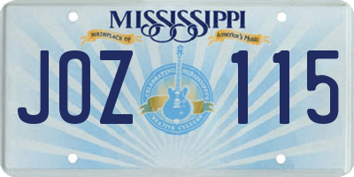MS license plate JOZ115
