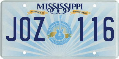 MS license plate JOZ116