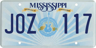 MS license plate JOZ117