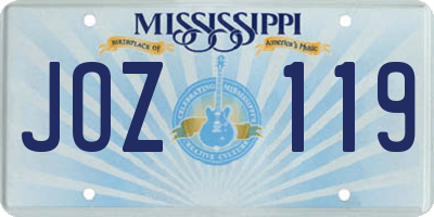 MS license plate JOZ119