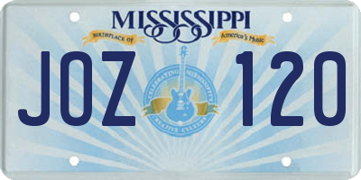 MS license plate JOZ120