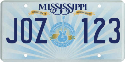 MS license plate JOZ123
