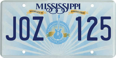 MS license plate JOZ125