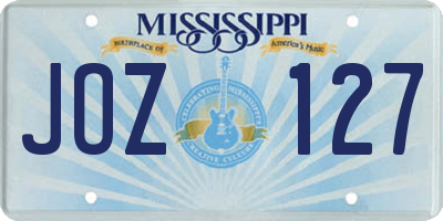 MS license plate JOZ127