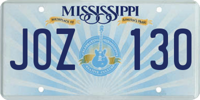 MS license plate JOZ130