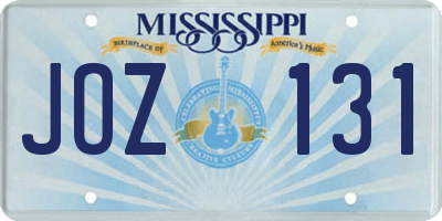 MS license plate JOZ131