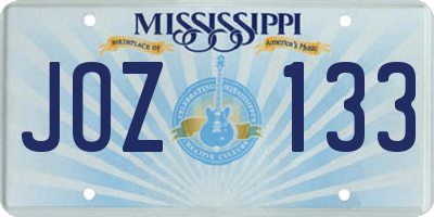 MS license plate JOZ133