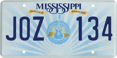 MS license plate JOZ134