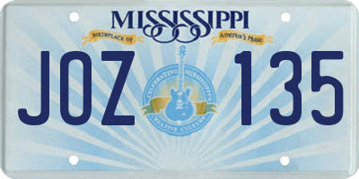 MS license plate JOZ135