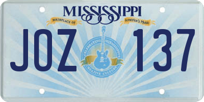 MS license plate JOZ137