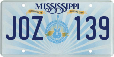 MS license plate JOZ139