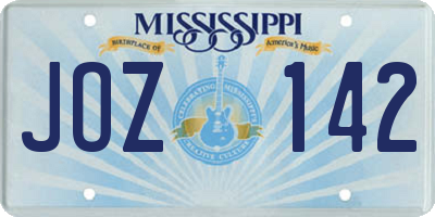 MS license plate JOZ142