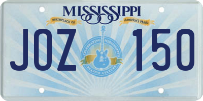 MS license plate JOZ150