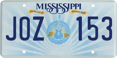 MS license plate JOZ153