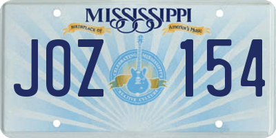 MS license plate JOZ154