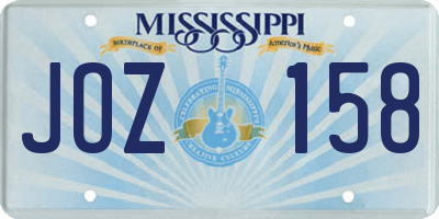 MS license plate JOZ158