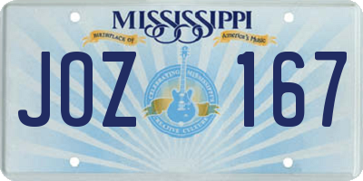 MS license plate JOZ167