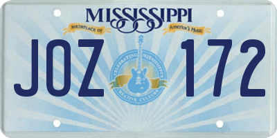 MS license plate JOZ172