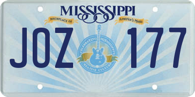 MS license plate JOZ177