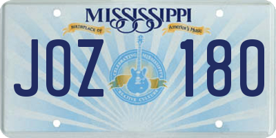 MS license plate JOZ180