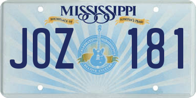 MS license plate JOZ181