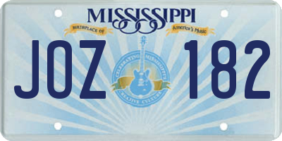 MS license plate JOZ182