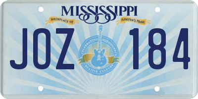 MS license plate JOZ184