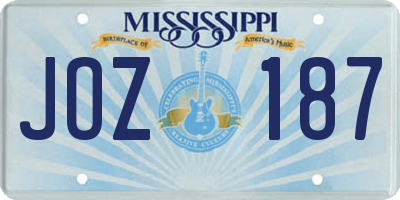 MS license plate JOZ187