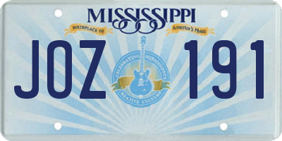 MS license plate JOZ191