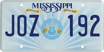 MS license plate JOZ192
