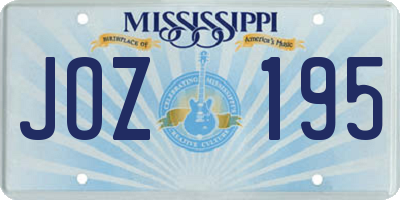 MS license plate JOZ195