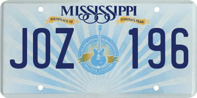 MS license plate JOZ196