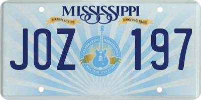 MS license plate JOZ197