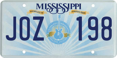 MS license plate JOZ198