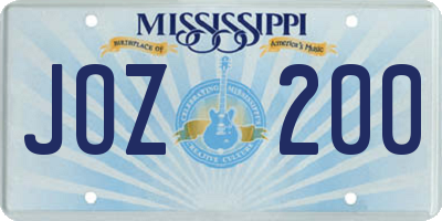 MS license plate JOZ200
