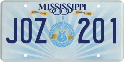 MS license plate JOZ201