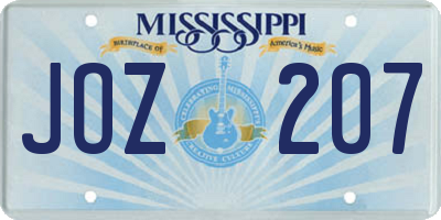 MS license plate JOZ207