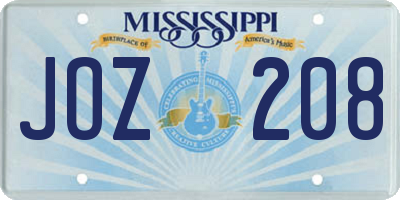 MS license plate JOZ208