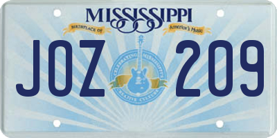 MS license plate JOZ209