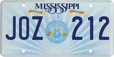 MS license plate JOZ212