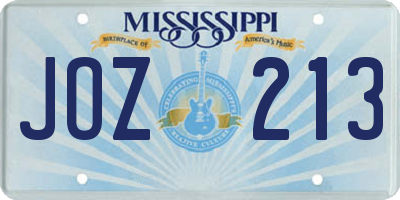MS license plate JOZ213