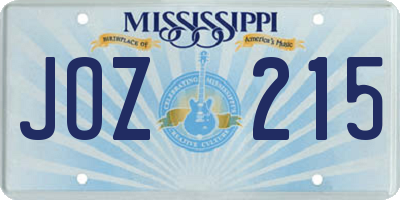 MS license plate JOZ215