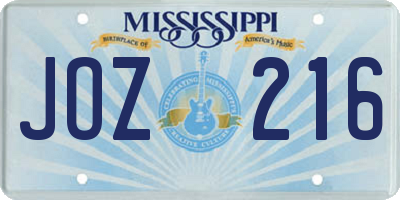 MS license plate JOZ216