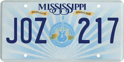 MS license plate JOZ217