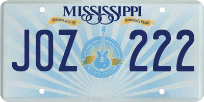 MS license plate JOZ222