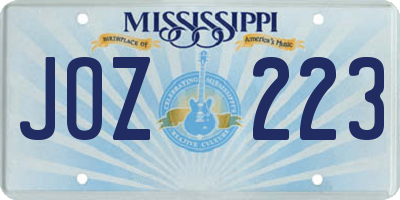 MS license plate JOZ223