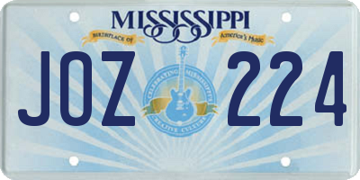 MS license plate JOZ224