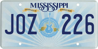 MS license plate JOZ226